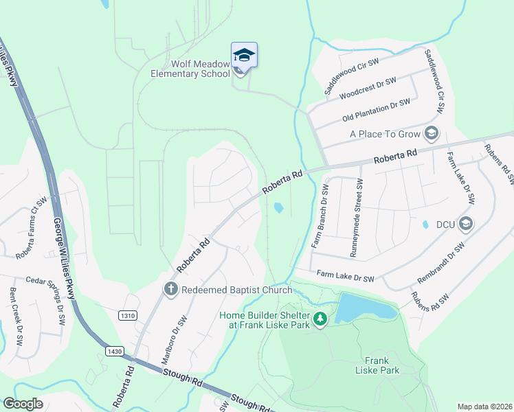 map of restaurants, bars, coffee shops, grocery stores, and more near 3024 Roberta Road in Concord