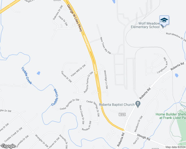map of restaurants, bars, coffee shops, grocery stores, and more near 3205 Roberta Farms Court Southwest in Concord