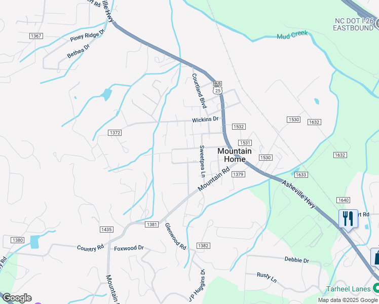 map of restaurants, bars, coffee shops, grocery stores, and more near 187 Green Haven Lane in Hendersonville