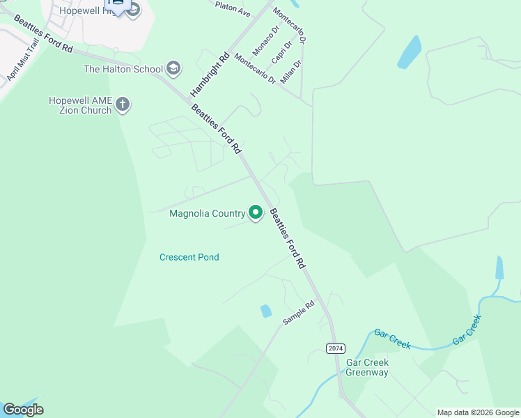 map of restaurants, bars, coffee shops, grocery stores, and more near 10915 Beatties Ford Road in Huntersville