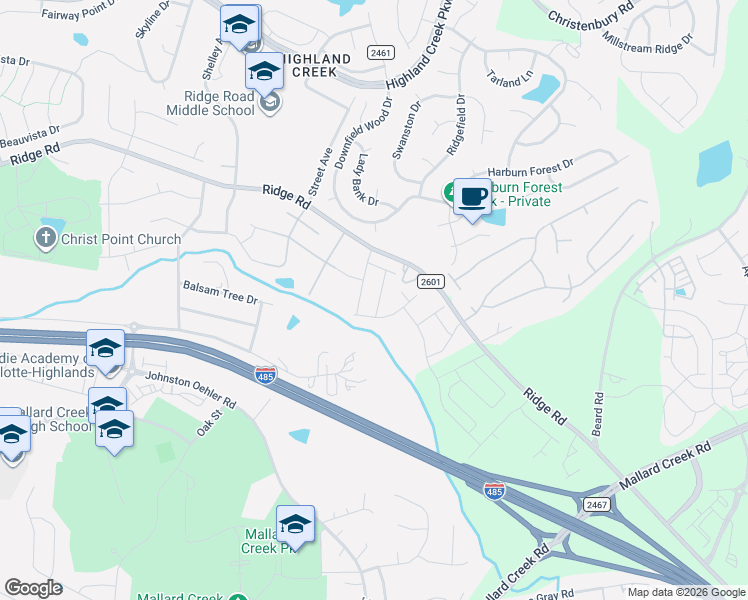 map of restaurants, bars, coffee shops, grocery stores, and more near in Charlotte