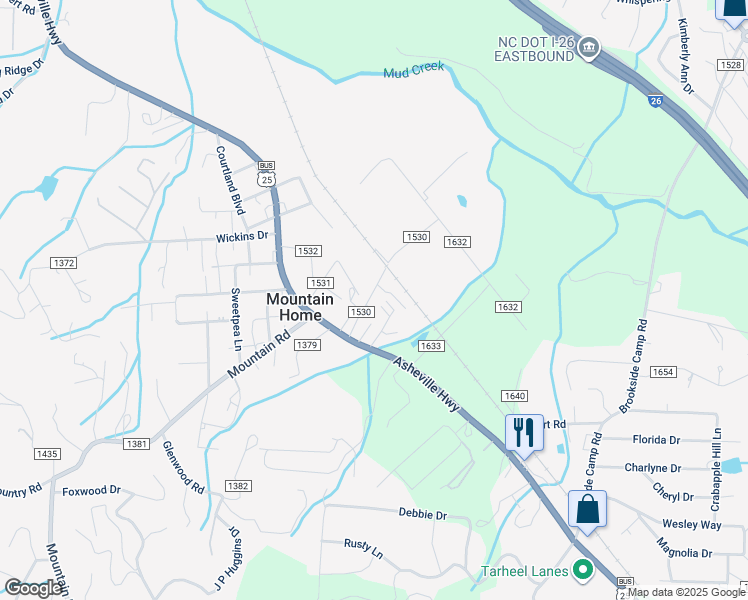 map of restaurants, bars, coffee shops, grocery stores, and more near 110 Cloverdale Drive in Hendersonville