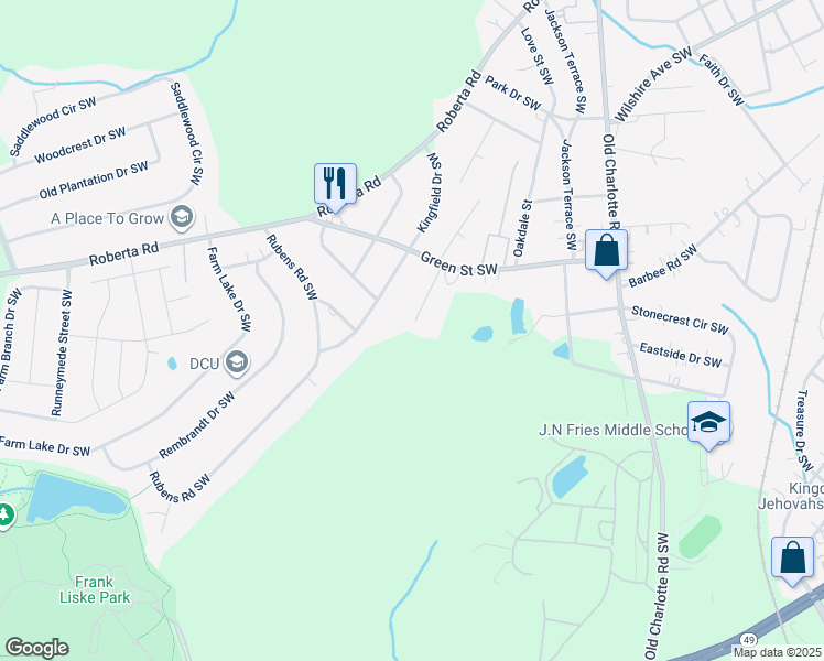 map of restaurants, bars, coffee shops, grocery stores, and more near 484 Antietam Place Southwest in Concord