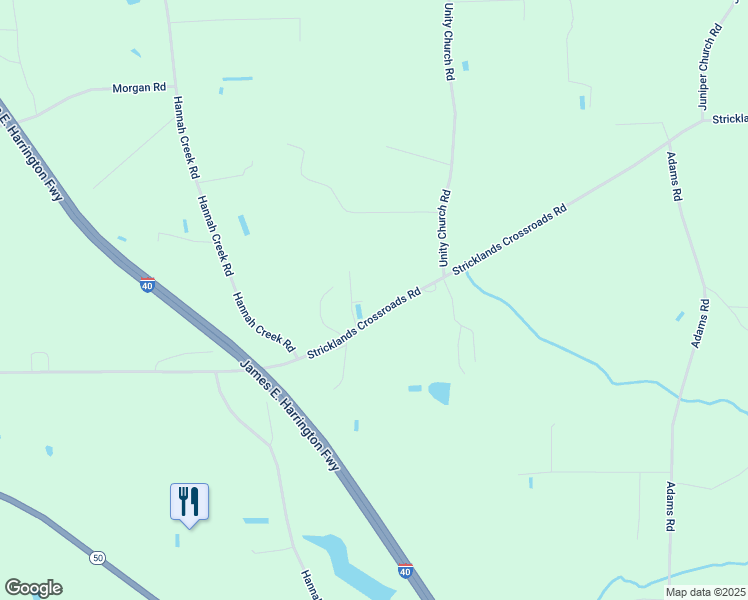 map of restaurants, bars, coffee shops, grocery stores, and more near 8788 Stricklands Crossroads Road in Four Oaks
