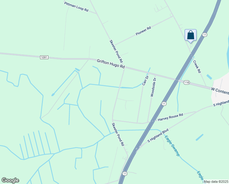 map of restaurants, bars, coffee shops, grocery stores, and more near 5294 Skeeter Pond Road in Grifton