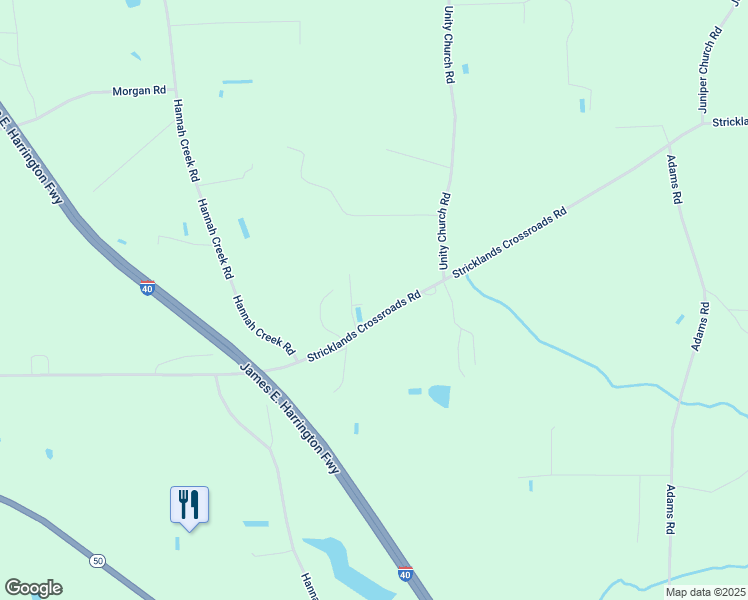 map of restaurants, bars, coffee shops, grocery stores, and more near 8788 Stricklands Crossroads Road in Four Oaks