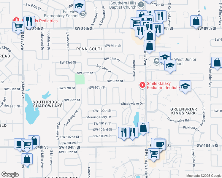 map of restaurants, bars, coffee shops, grocery stores, and more near 2314 Blue Bonnet Drive in Oklahoma City
