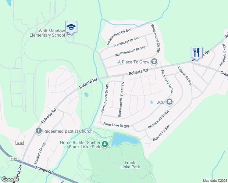 map of restaurants, bars, coffee shops, grocery stores, and more near 3247 Oulten Street Southwest in Concord