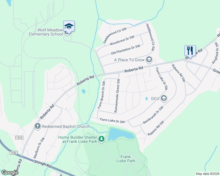 map of restaurants, bars, coffee shops, grocery stores, and more near 3247 Oulten Street Southwest in Concord