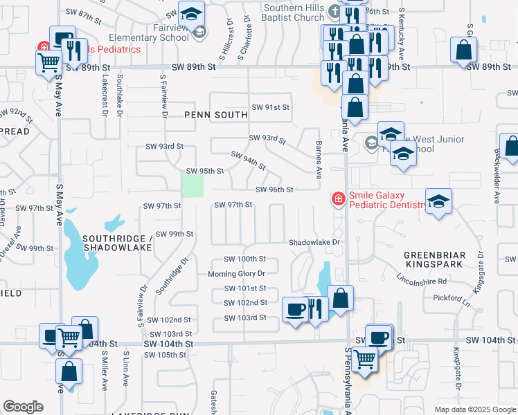 map of restaurants, bars, coffee shops, grocery stores, and more near 2314 Blue Bonnet Drive in Oklahoma City