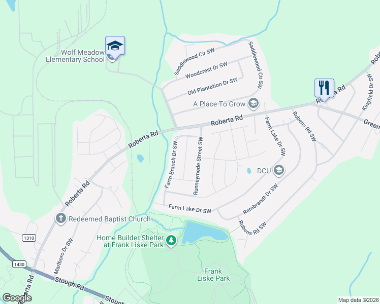 map of restaurants, bars, coffee shops, grocery stores, and more near 3247 Oulten Street Southwest in Concord