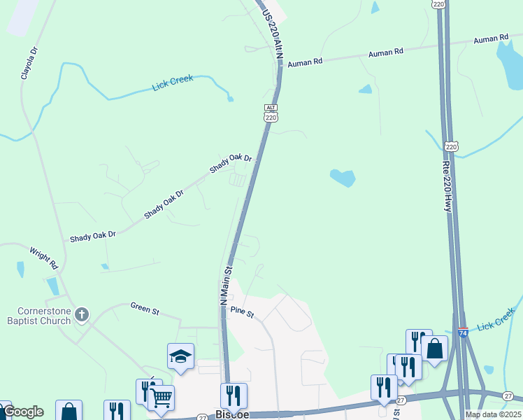 map of restaurants, bars, coffee shops, grocery stores, and more near 480 North Main Street in Star