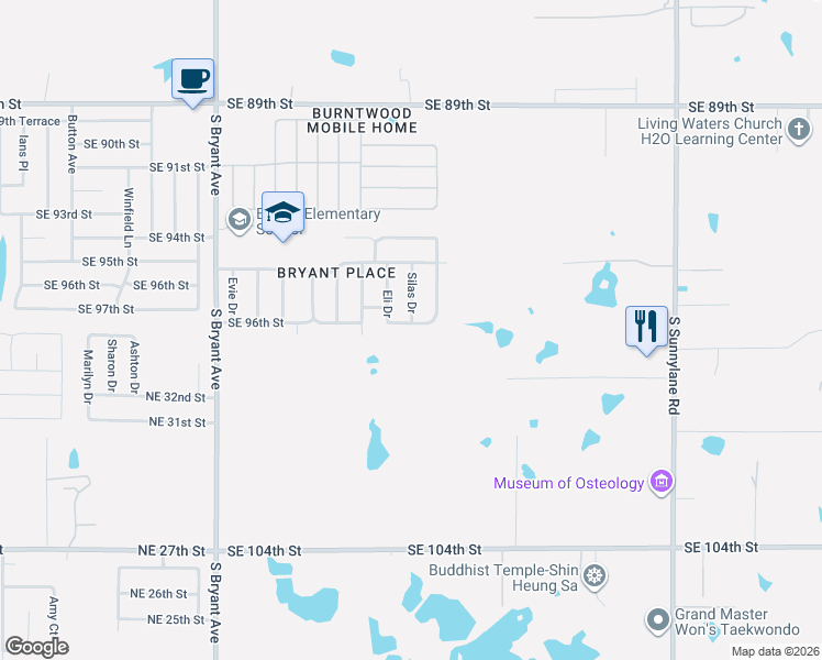 map of restaurants, bars, coffee shops, grocery stores, and more near 3516 Southeast 96th Street in Moore