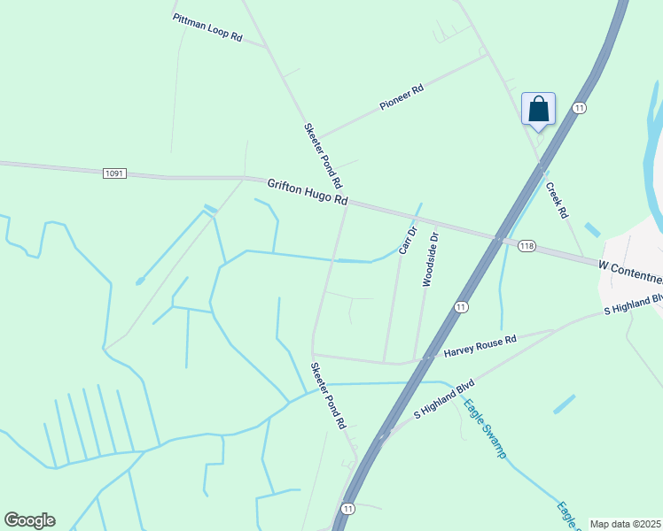 map of restaurants, bars, coffee shops, grocery stores, and more near 5294 Skeeter Pond Road in Grifton