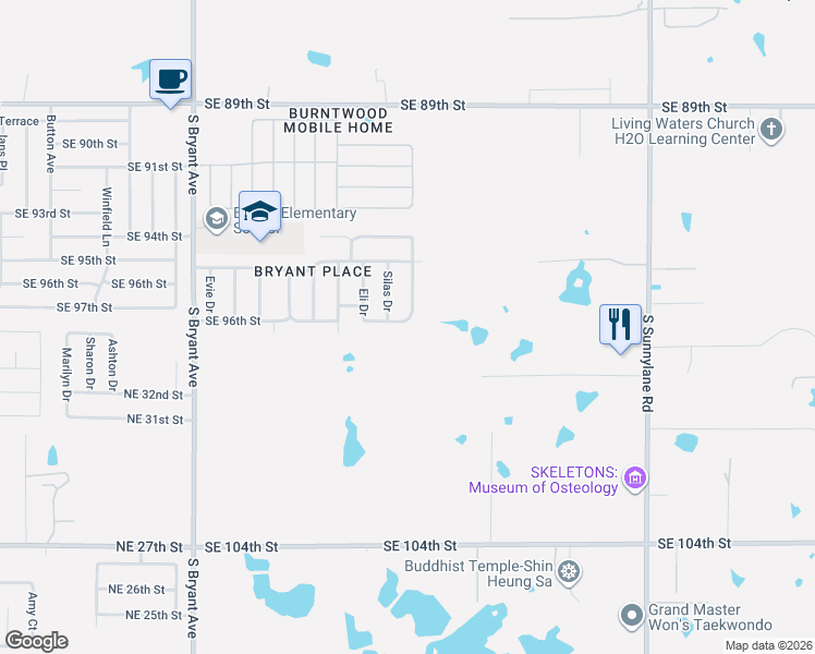 map of restaurants, bars, coffee shops, grocery stores, and more near 3540 Southeast 96th Street in Oklahoma City