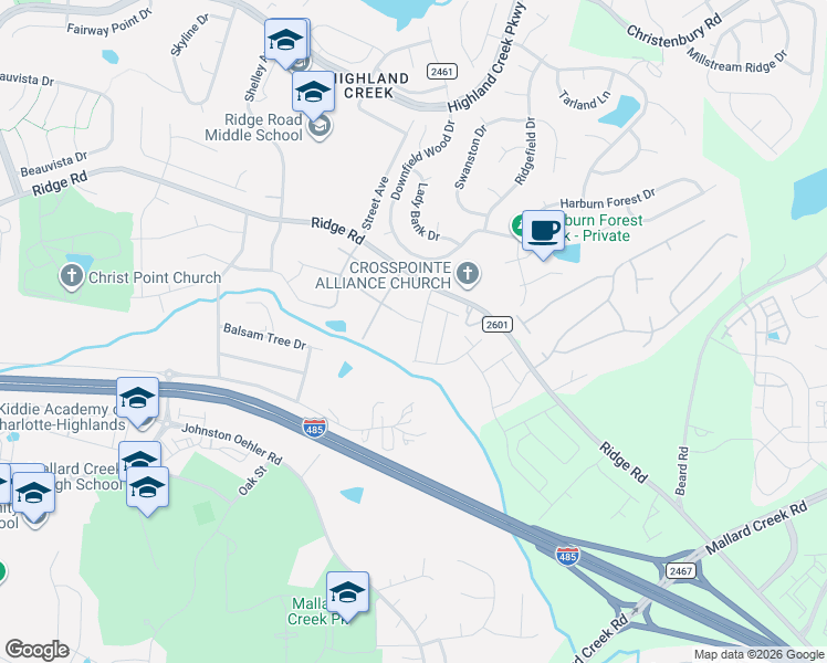 map of restaurants, bars, coffee shops, grocery stores, and more near in Charlotte
