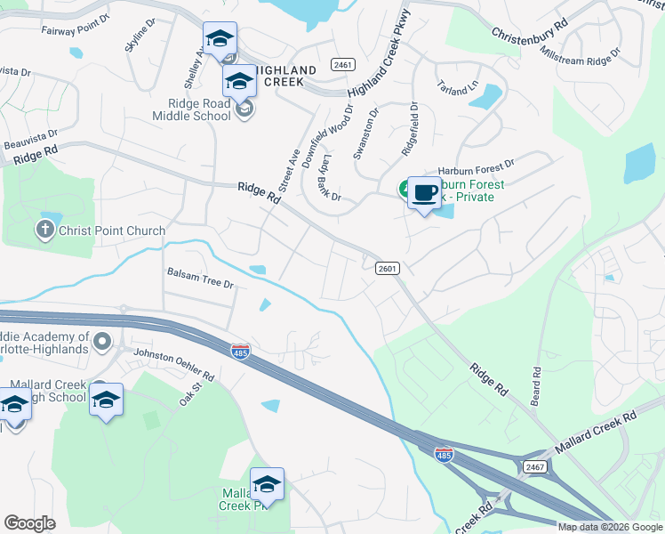 map of restaurants, bars, coffee shops, grocery stores, and more near in Charlotte