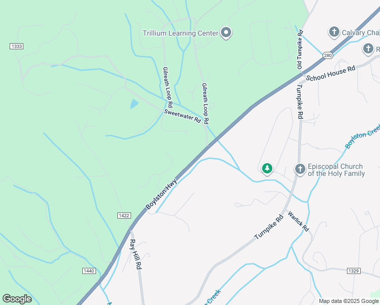 map of restaurants, bars, coffee shops, grocery stores, and more near 6420 Boylston Highway in Mills River