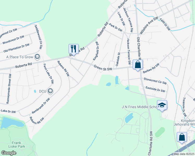 map of restaurants, bars, coffee shops, grocery stores, and more near 484 Antietam Place Southwest in Concord