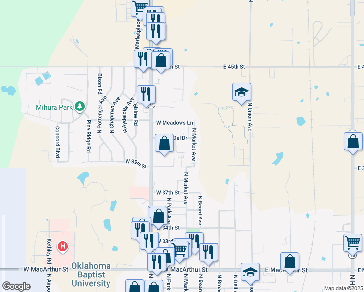 map of restaurants, bars, coffee shops, grocery stores, and more near 3919 Galway Court in Shawnee