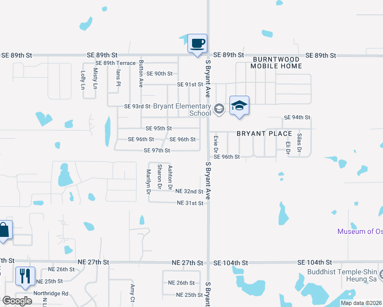 map of restaurants, bars, coffee shops, grocery stores, and more near 2908 Southeast 97th Street in Oklahoma City