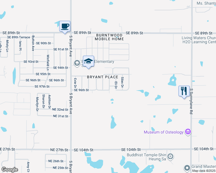 map of restaurants, bars, coffee shops, grocery stores, and more near 9617 Emilee Grace Lane in Oklahoma City