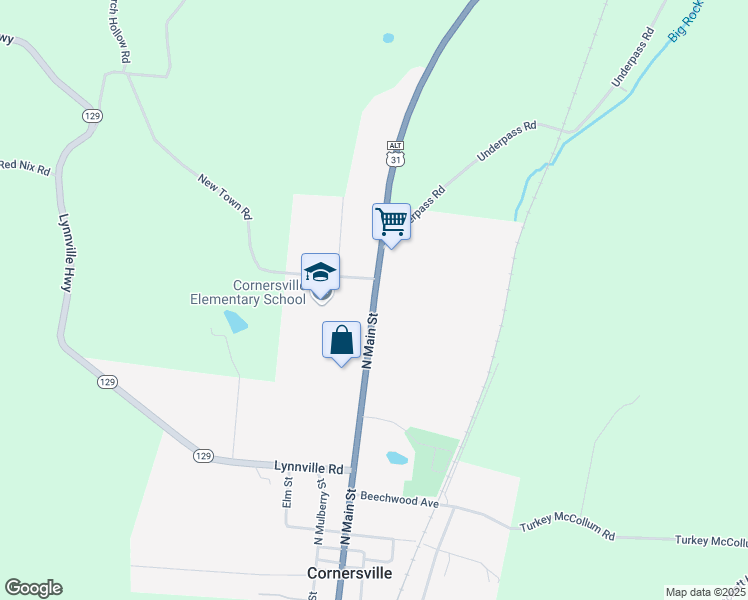 map of restaurants, bars, coffee shops, grocery stores, and more near 485 North Main Street in Cornersville