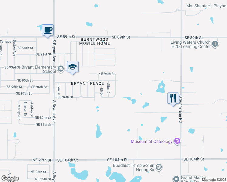 map of restaurants, bars, coffee shops, grocery stores, and more near 9625 Kindsey Avenue in Moore