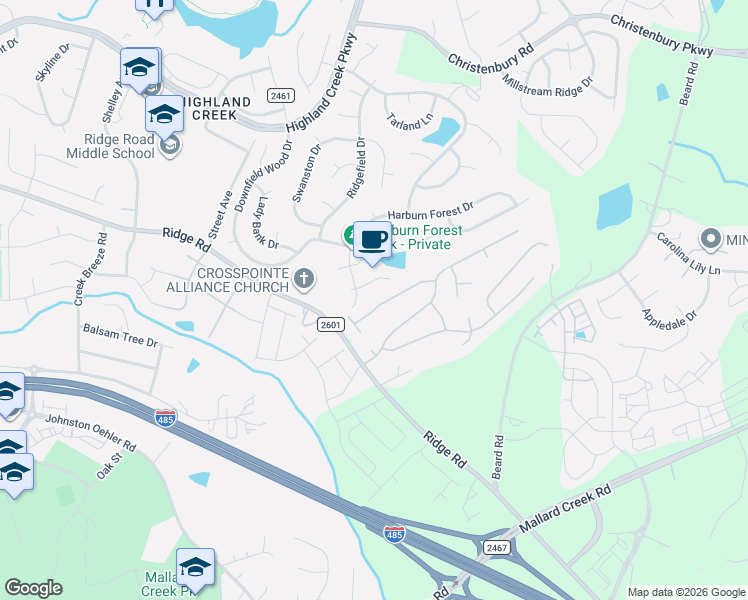 map of restaurants, bars, coffee shops, grocery stores, and more near 6320 Elderslie Drive in Charlotte