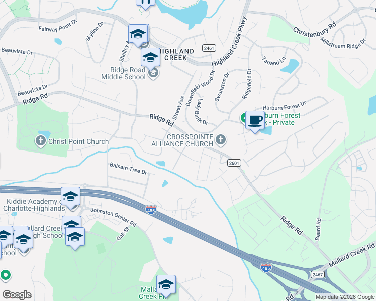 map of restaurants, bars, coffee shops, grocery stores, and more near in Charlotte