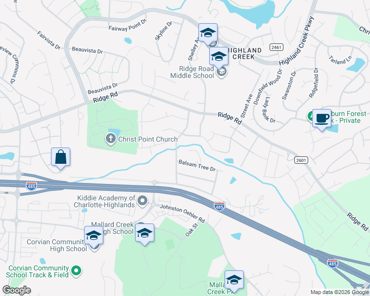 map of restaurants, bars, coffee shops, grocery stores, and more near in Charlotte