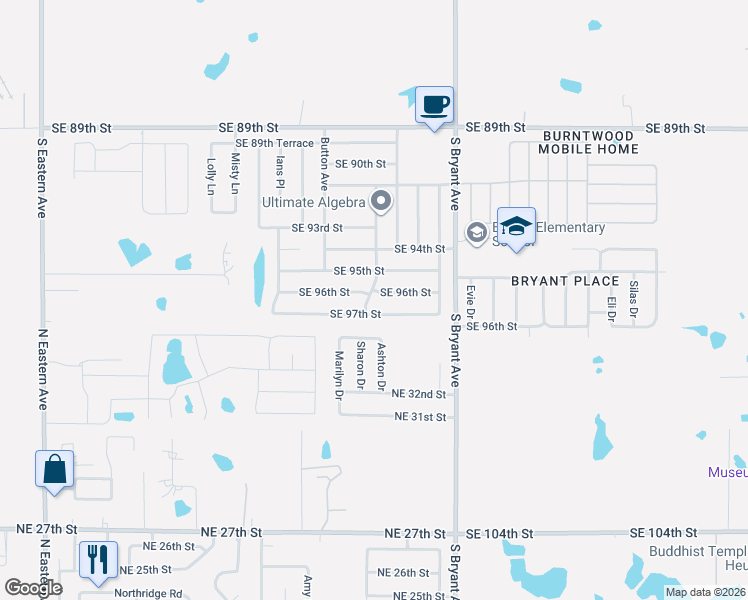 map of restaurants, bars, coffee shops, grocery stores, and more near 2800 Southeast 96th Street in Oklahoma City