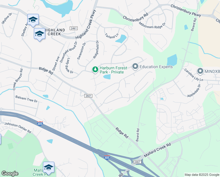 map of restaurants, bars, coffee shops, grocery stores, and more near 2318 Apple Glen Lane in Charlotte