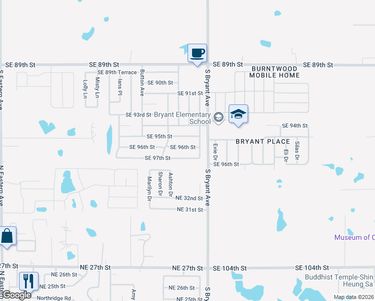 map of restaurants, bars, coffee shops, grocery stores, and more near 2908 Southeast 96th Street in Oklahoma City