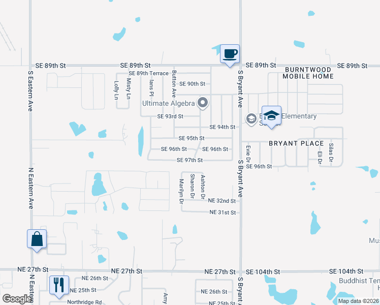 map of restaurants, bars, coffee shops, grocery stores, and more near 2716 Southeast 96th Street in Oklahoma City
