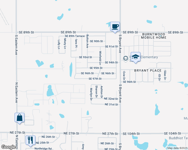 map of restaurants, bars, coffee shops, grocery stores, and more near 2716 Southeast 96th Street in Oklahoma City