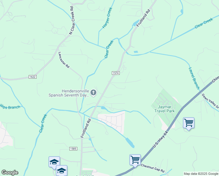 map of restaurants, bars, coffee shops, grocery stores, and more near 938 Fruitland Road in Hendersonville