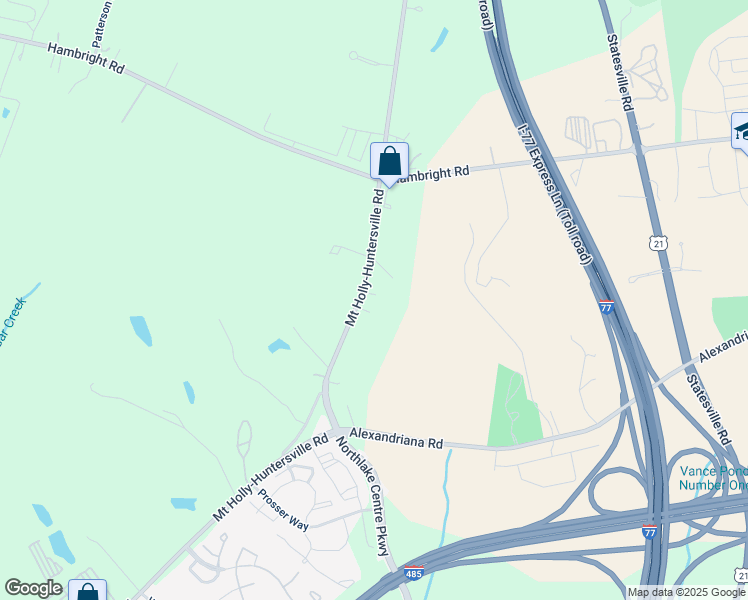 map of restaurants, bars, coffee shops, grocery stores, and more near 10908 Mount Holly-Huntersville Road in Huntersville