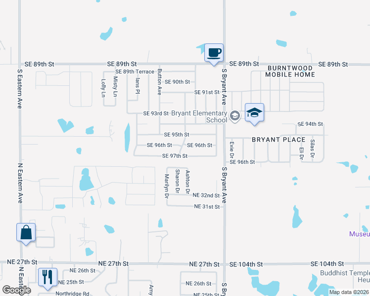 map of restaurants, bars, coffee shops, grocery stores, and more near 2800 Southeast 96th Street in Oklahoma City