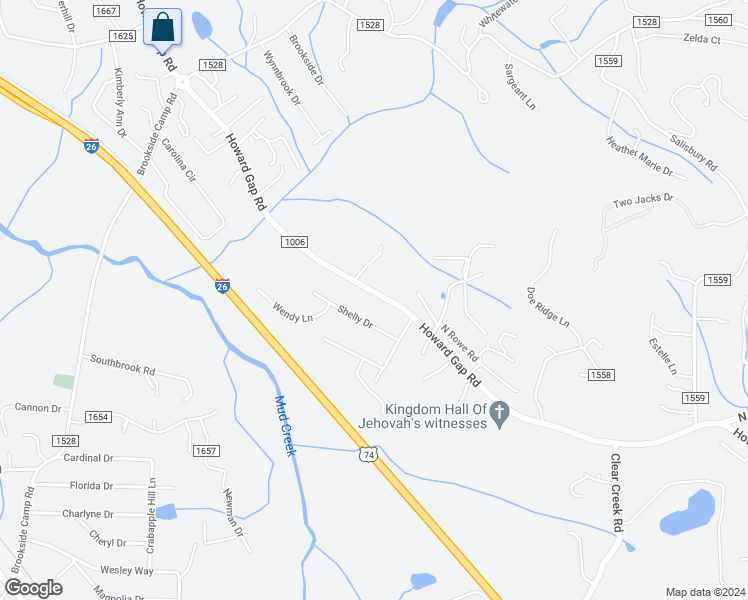 map of restaurants, bars, coffee shops, grocery stores, and more near 2158 Howard Gap Road in Hendersonville