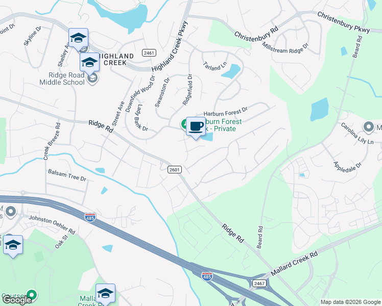 map of restaurants, bars, coffee shops, grocery stores, and more near 6320 Elderslie Drive in Charlotte