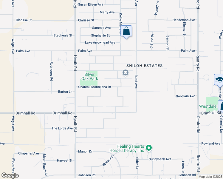 map of restaurants, bars, coffee shops, grocery stores, and more near 15645 Chateau Montelena Drive in Bakersfield