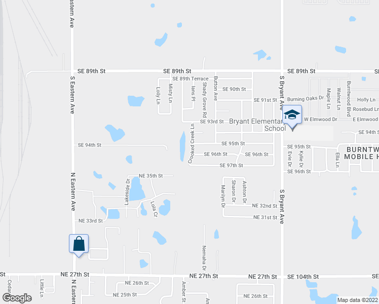 map of restaurants, bars, coffee shops, grocery stores, and more near 9613 Crooked Creek Lane in Oklahoma City