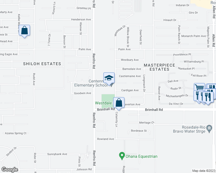 map of restaurants, bars, coffee shops, grocery stores, and more near 15200 Westdale Drive in Bakersfield
