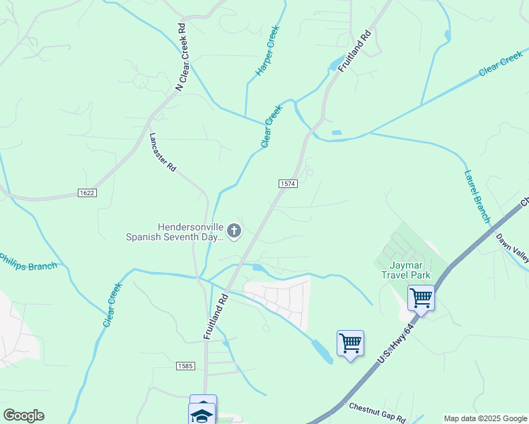 map of restaurants, bars, coffee shops, grocery stores, and more near 938 Fruitland Road in Hendersonville