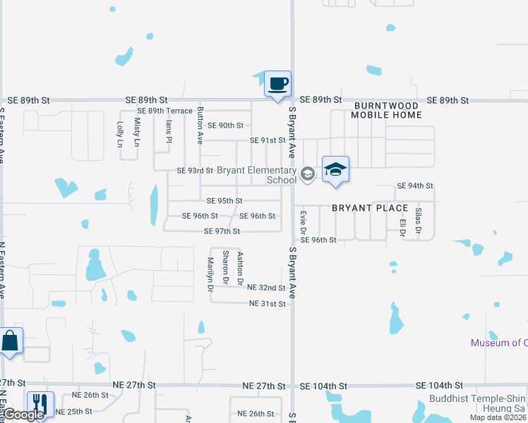 map of restaurants, bars, coffee shops, grocery stores, and more near 2908 Southeast 96th Street in Oklahoma City