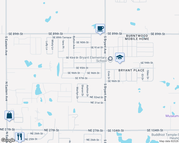 map of restaurants, bars, coffee shops, grocery stores, and more near 2800 Southeast 96th Street in Oklahoma City