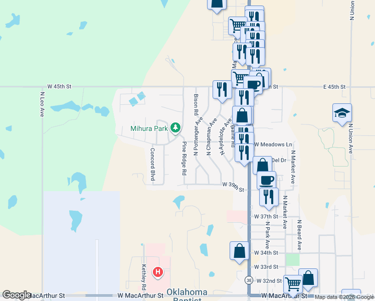 map of restaurants, bars, coffee shops, grocery stores, and more near 4008 North Pottenger Avenue in Shawnee