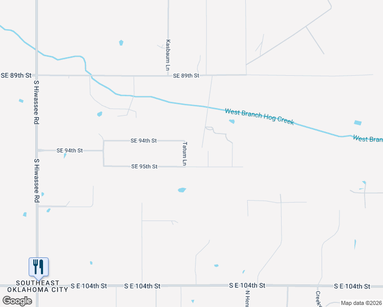 map of restaurants, bars, coffee shops, grocery stores, and more near 9532 Tatum Lane in Oklahoma City
