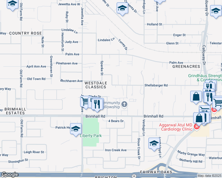 map of restaurants, bars, coffee shops, grocery stores, and more near 10906 Efada Drive in Bakersfield